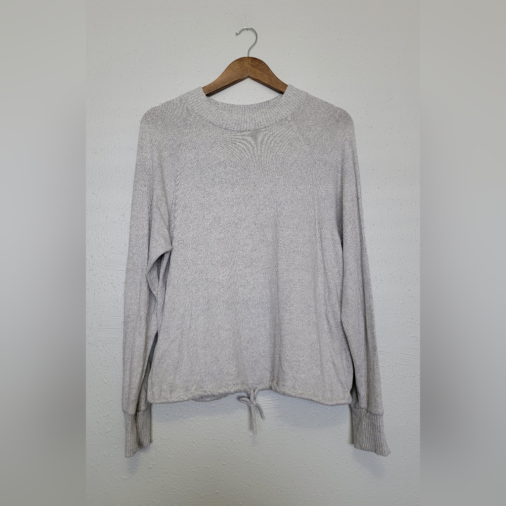 a new day Light Heathered Gray Crewneck Drawstring Pullover Sweater